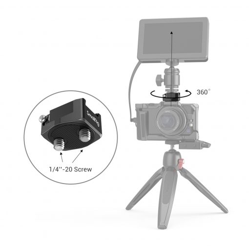 SmallRig Rotatable Cold Shoe Mount Adapter (Two 1/4"-20 Screws) 2819